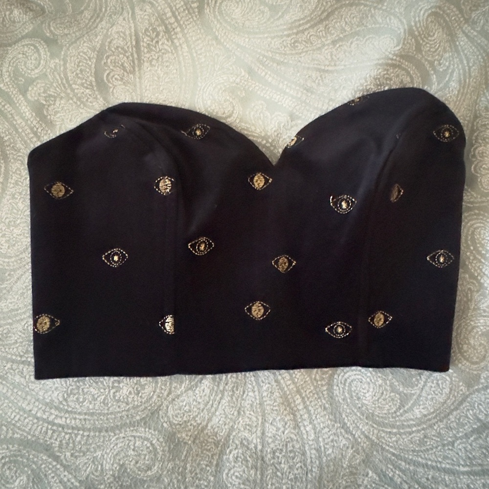 MISA GEORGIA BUSTIER BLACK VELVET EVIL EYE BUSTIER SMALL Revolve NWT - Picture 6 of 8